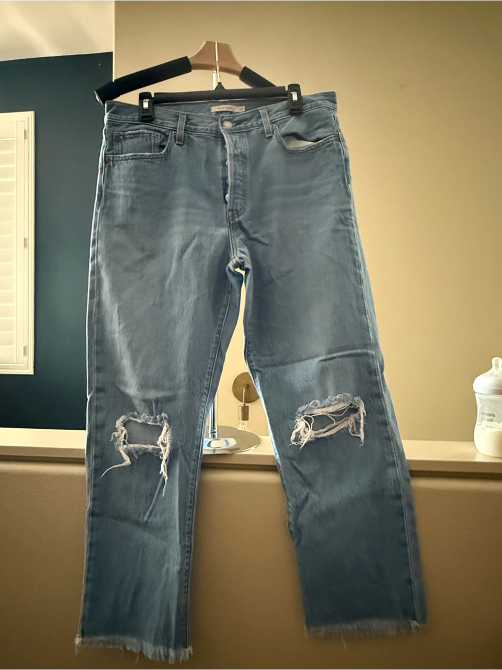 Levi's Light Blue Straight-Leg Ripped Jeans